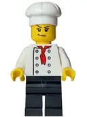 Minifigurka: BDP107:  Bistro Chef - Female, White Torso with 8 Buttons, Black Legs, White Chef Toque