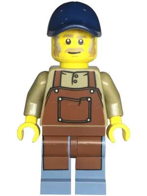 BDP114:  Snack Shack Vendor - Male, Dark Tan Top with Reddish Brown Apron, Sand Blue Legs, Dark Blue Cap