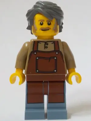BDP115:  General Store Owner - Male, Reddish Brown Apron, Sand Blue Legs, Dark Bluish Gray Hair