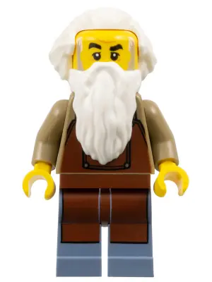 BDP120:  Train Worker Frank - White Hair and Beard, Reddish Brown Apron