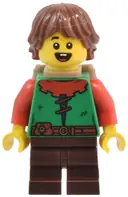 Minifigurka: BDP128:  Forest Elf - Dark Tan Backpack, Reddish Brown Hair
