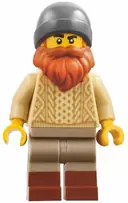 Minifigurka: BDP152:  Harbormaster's Office Fisherman - Tan Knit Cable Sweater, Dark Tan Legs with Molded Reddish Brown Boots, Dark Bluish Gray Beanie, Dark Orange Beard