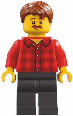 BDP154:  Harbormaster's Office Fisherman - Red Plaid Flannel Shirt, Pearl Dark Gray Legs, Reddish Brown Hair
