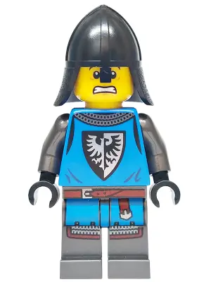 BDP171:  Forest Stronghold Black Falcon Soldier - Male, Pearl Dark Gray Detailed Legs, Helmet with Neck Protector