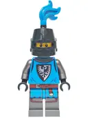 Minifigurka: BDP176:  Forest Stronghold Black Falcon Soldier - Male, Pearl Dark Gray Detailed Legs, Black Helmet with Eye Slit, Blue Plume