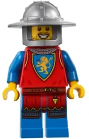 BDP178:  Medieval Seaside Market Lion Knight Archer - Male, Flat Silver Broad Brim Helmet