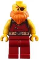 Minifigurka: BDP180:  Medieval Seaside Market Blacksmith - Male, Dark Red Overalls with Tools, Orange Beard