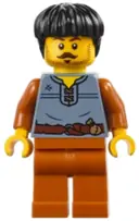 Minifigurka: BDP183:  Medieval Seaside Market Wine Seller - Male, Sand Blue Vest, Dark Orange Legs, Black Hair