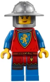 BDP185:  Medieval Seaside Market Lion Knight Archer - Female, Flat Silver Broad Brim Helmet