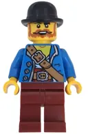 Minifigurka: BDP192:  Wild West Train Bandit - Male, Blue Jacket, Dark Red Legs, Black Bowler Hat