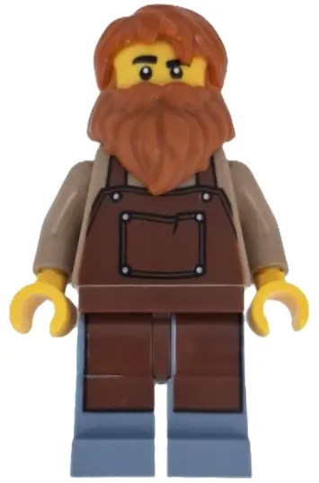 BDP203:  Wild West Train Boiler Stoker - Reddish Brown Apron, Dark Orange Beard