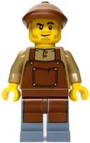 Minifigurka: BDP204:  Merchant Boat Mechanic - Male, Dark Tan Shirt with Reddish Brown Apron, Sand Blue Legs, Reddish Brown Flat Cap, Stubble