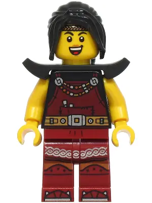 BDP209:  Blacksmith - Female, Dark Red Overalls and Legs with Trim, Black Hair, Shoulder Pads