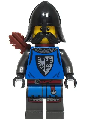 BDP216:  Black Falcon Archer - Male, Pearl Dark Gray Detailed Legs, Black Helmet with Neck Protector, Moustache, Quiver