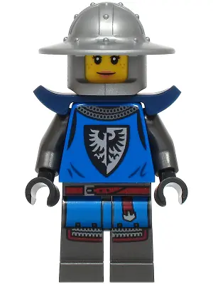 BDP218:  Black Falcon - Female, Pearl Dark Gray Detailed Legs, Flat Silver Helmet with Broad Brim, Dark Blue Shoulder Pads