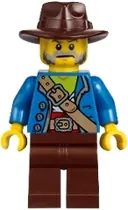 Minifigurka: BDP231:  Bandit - Male, Blue Coat, Dark Brown Legs, Dark Brown Fedora