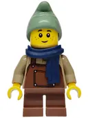Minifigurka: BDP249:  Mushroom Village - Gnome, Reddish Brown Overalls and Short Legs, Dark Blue Scarf, Sand Green Hat