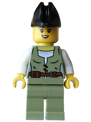 BDP258:  Pirate - Female, Olive Green Vest and Legs, Black Bicorne Hat