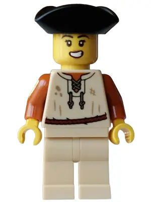 BDP259:  Pirate - Female, Tan Vest and Legs, Black Tricorne Hat