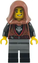 Minifigurka: BDP277:  Wolfpack - Male, Dark Bluish Gray Legs with Black Boots, Reddish Brown Hood