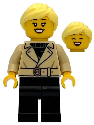 BDP293:  Sequoia Tree Trail Adventurer - Female, Tan Jacket, Black Legs, Bright Light Yellow Ponytail