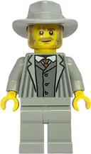 Minifigurka: BDP297:  Gold Mine Gentleman - Light Bluish Gray Jacket with Pinstripes, Legs and Fedora