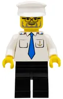 Minifigurka: BOAT009:  Boat Captain with Blue Tie and Anchor on Pocket, White Hat