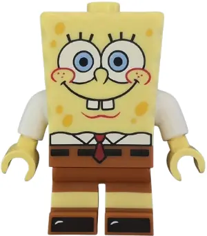 BOB040:  SpongeBob SquarePants - Bright Light Yellow, White Shirt, Dark Orange Short Legs