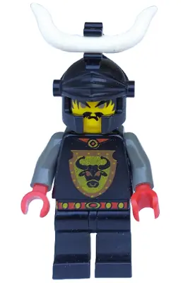 CAS046:  Knights' Kingdom - Cedric the Bull (Robber Chief), Black Dragon Helmet, Horns