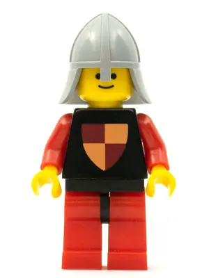 CAS229NEW:  Classic - Knights Tournament Knight Black, Red Legs with Black Hips, Light Bluish Gray Neck-Protector (Reissue)