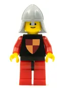 Minifigurka: CAS229NEW:  Classic - Knights Tournament Knight Black, Red Legs with Black Hips, Light Bluish Gray Neck-Protector (Reissue)