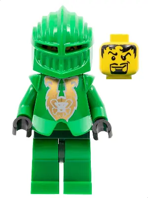 CAS266:  Knights' Kingdom II - Rascus with Gold Pattern Armor, Plain Torso, Dark Green Hips and Helmet