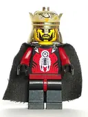 Minifigurka: CAS277:  Knights' Kingdom II - King with Crown & Black Cape (Chess King)
