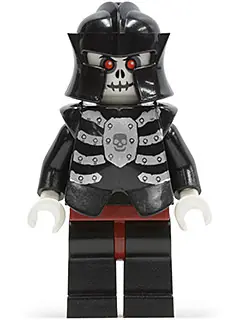 CAS330:  Fantasy Era - Skeleton Warrior 4, White, Black Breastplate and Helmet, Dark Red Hips and Black Legs