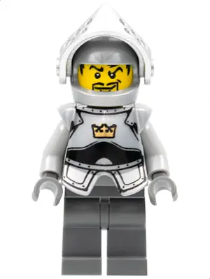 CAS335:  Fantasy Era - Crown Knight Plain with Breastplate, Helmet with Visor, Curly Eyebrows and Goatee, Dark Bluish Gray Hips and Legs
