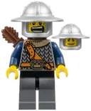Minifigurka: CAS344:  Fantasy Era - Crown Knight Scale Mail with Chest Strap, Helmet with Broad Brim, Dual Sided Head, Dark Bluish Gray Legs, Quiver