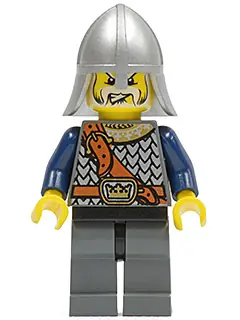 CAS348:  Fantasy Era - Crown Knight Scale Mail with Chest Strap, Helmet with Neck Protector, White Moustache and Beard