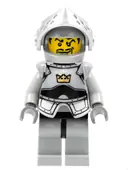 Minifigurka: CAS350:  Fantasy Era - Crown Knight Plain with Breastplate, Helmet with Visor, Curly Eyebrows and Goatee, Black Hips, Light Bluish Gray Legs