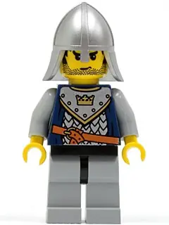 CAS360:  Fantasy Era - Crown Knight Scale Mail with Crown, Helmet with Neck Protector, Black Messy Hair and Stubble