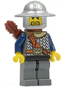 Minifigurka: CAS361:  Fantasy Era - Crown Knight Scale Mail with Chest Strap, Helmet with Broad Brim, 3 Spots under Left Eye, Quiver