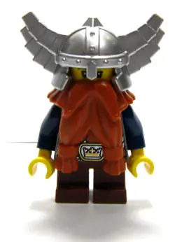 CAS373:  Fantasy Era - Dwarf, Dark Orange Beard, Metallic Silver Helmet with Wings, Dark Blue Arms