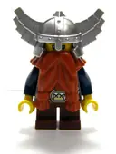 Minifigurka: CAS373:  Fantasy Era - Dwarf, Dark Orange Beard, Metallic Silver Helmet with Wings, Dark Blue Arms