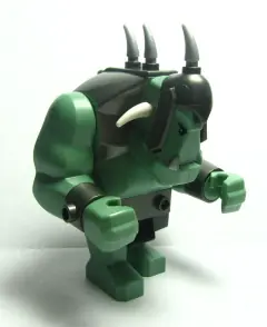 CAS376:  Fantasy Era - Troll, Sand Green with Pearl Dark Gray Armor, 2 White Horns and 3 Pearl Light Gray Horns