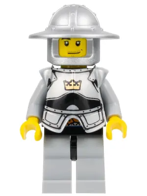 CAS387:  Fantasy Era - Crown Knight Scale Mail with Crown, Breastplate, Helmet with Broad Brim, Smirk and Stubble Beard