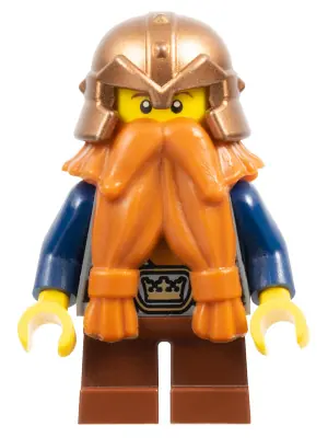CAS390:  Fantasy Era - Dwarf, Dark Orange Beard, Copper Helmet with Studded Bands, Dark Blue Arms
