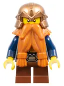 Minifigurka: CAS390:  Fantasy Era - Dwarf, Dark Orange Beard, Copper Helmet with Studded Bands, Dark Blue Arms