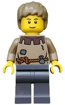 Minifigurka: CAS410:  Fantasy Era - Peasant Male Young, Brown Eyebrows, Thin Grin