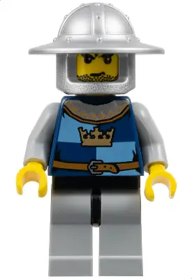 CAS418:  Fantasy Era - Crown Knight Quarters, Helmet with Broad Brim, Black Messy Hair and Stubble