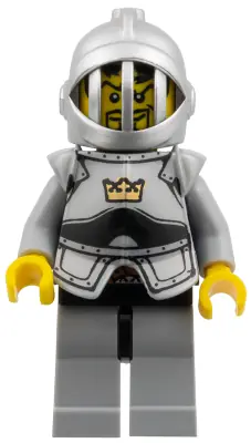CAS419:  Fantasy Era - Crown Knight Scale Mail with Crown, Breastplate, Grille Helmet, Curly Eyebrows and Goatee