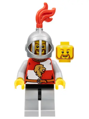 CAS444:  Kingdoms - Lion Knight Quarters, Helmet with Fixed Grille, Brown Beard Rounded